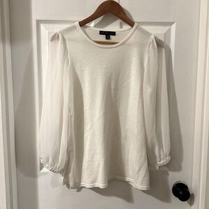 White Joan Vass Blouse Long-Sleeve